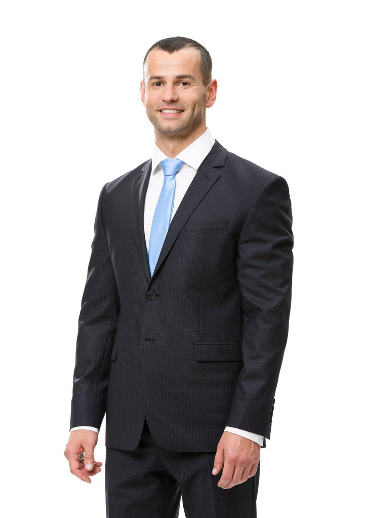 Half length portrait of smiley business man