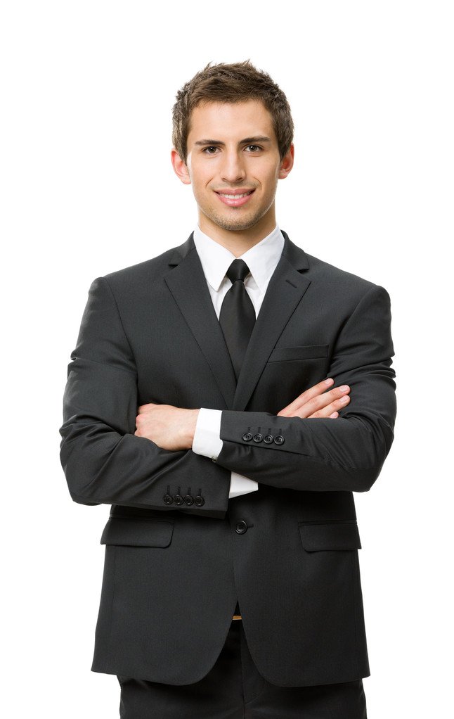 Half length portrait of businessman with crossed hands